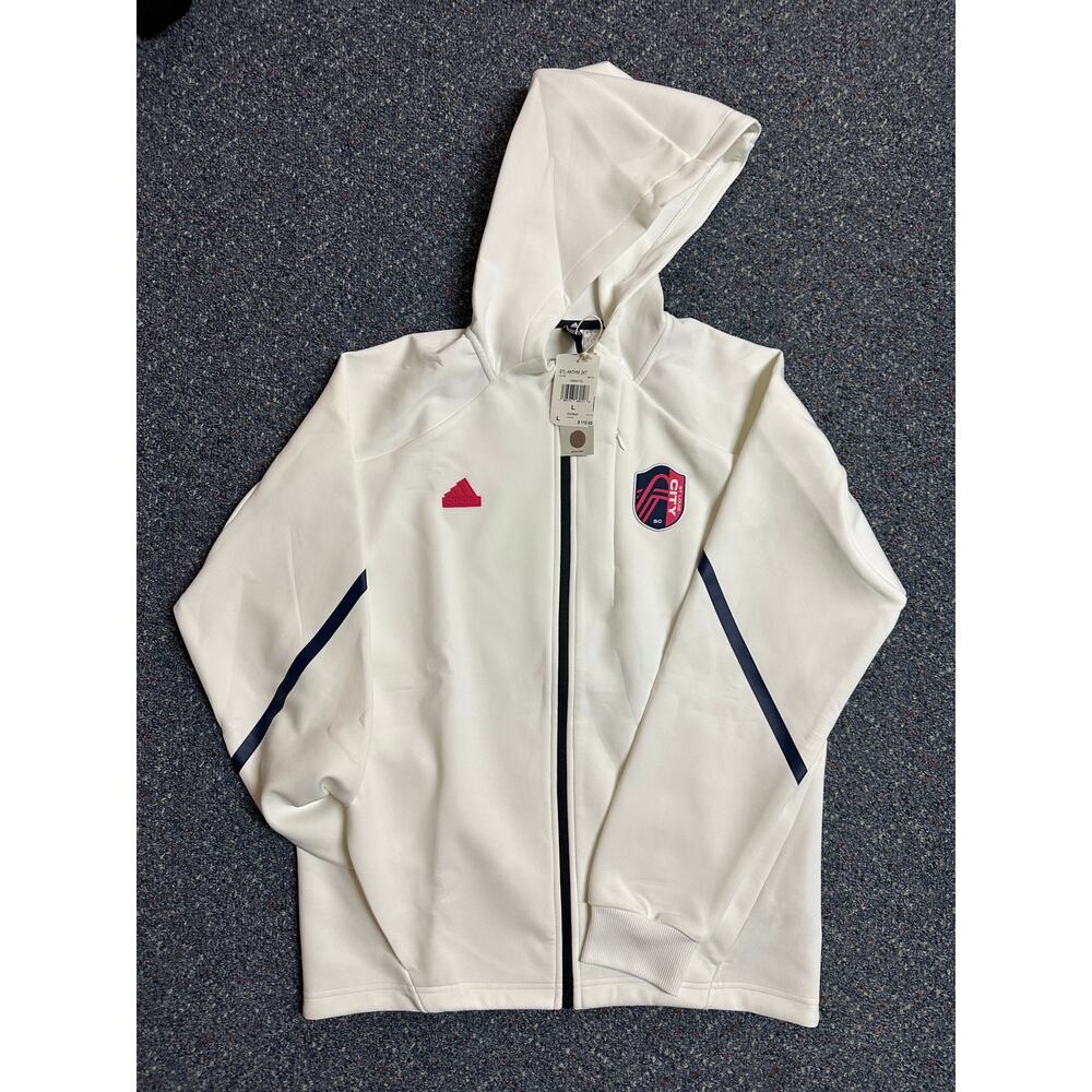 Large Adidas St Louis City SC Mens White Anthem Medium Weight Jacket